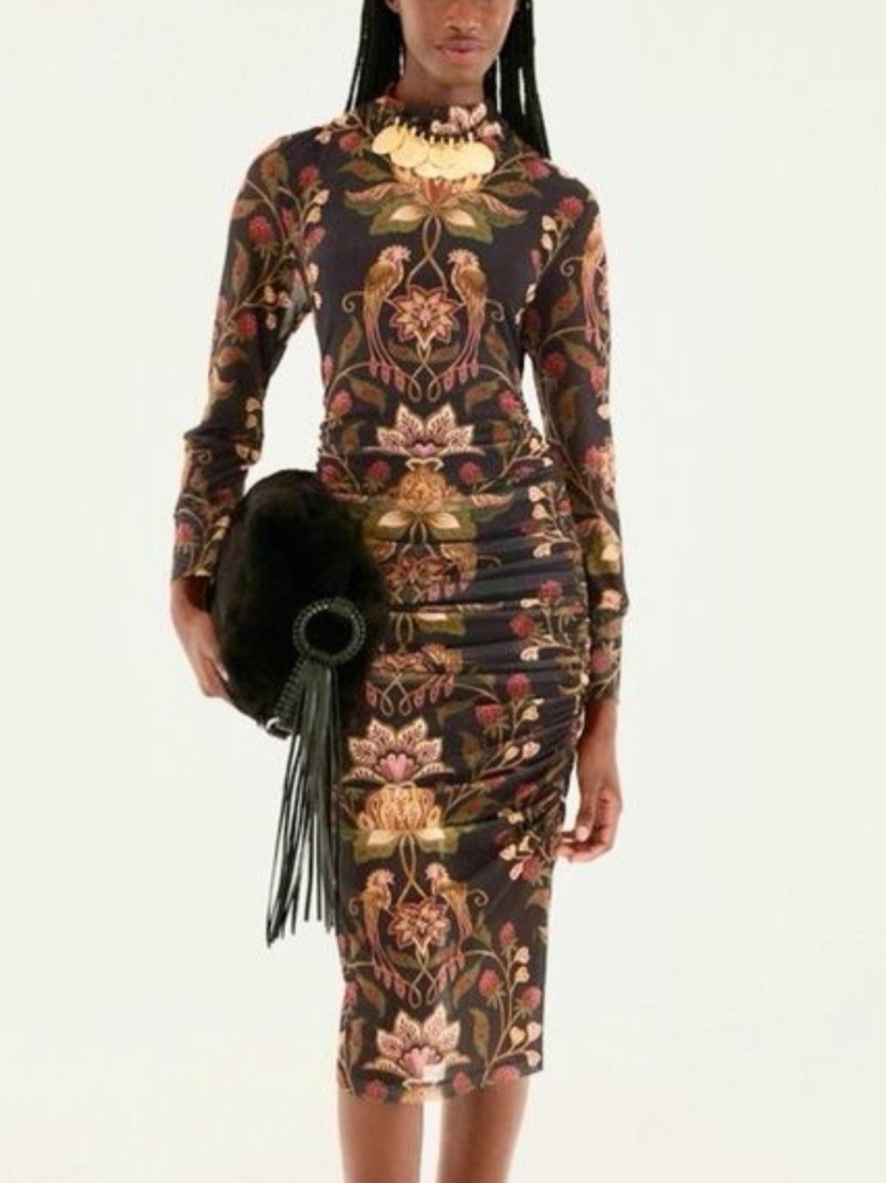 Farm Rio black berry garden tulle midi dress